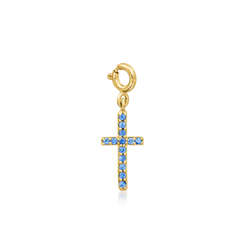 .10 ct. t.w. Sapphire Cross Charm in 18kt Gold Over Sterling  image number 0