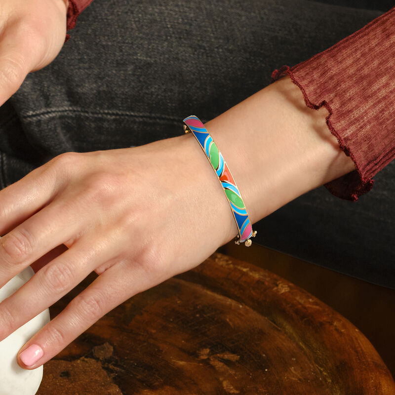 Multicolored Enamel Bangle Bracelet in 18kt Gold Over Sterling image number 1