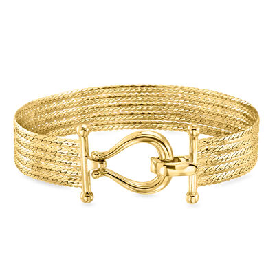 14kt Yellow Gold-Plated Multi-Row Cuban-Link Bracelet