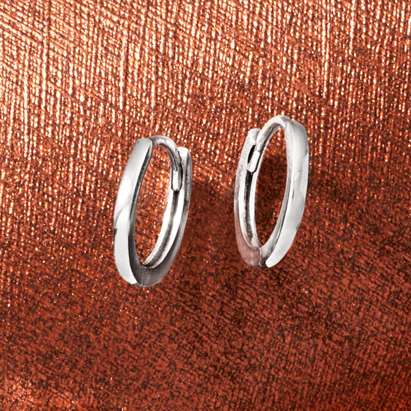 14kt White Gold Huggie Hoop Earrings. 3/8&quot; image number 2