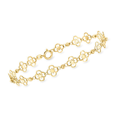 Italian 10kt Yellow Gold Floral Ricami Bead Station Bracelet