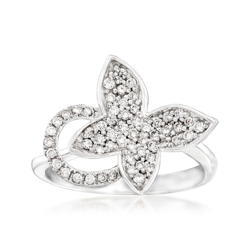 C. 1990 Vintage Piero Milano .37 ct. t.w. Diamond Butterfly Ring in 18kt White Gold. Size 6.5 image number 0