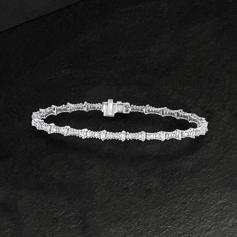 1.22 ct. t.w. Baguette Diamond Bracelet in 14kt White Gold image number 4