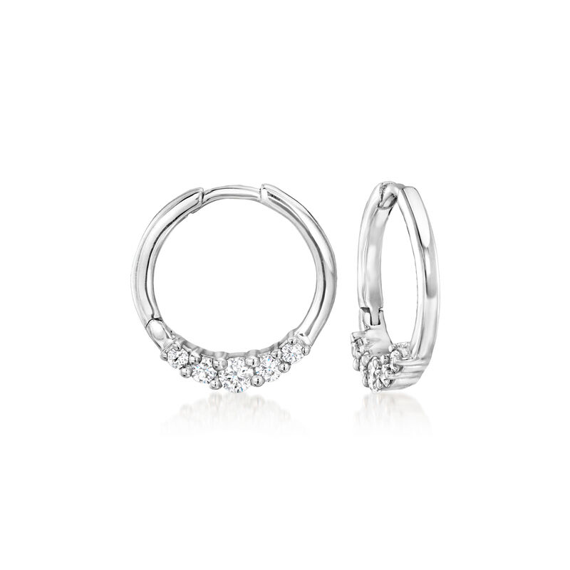 Diamond Single Clicker Hoop Earring in Sterling Silver image number 1