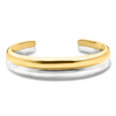 Silver and 14kt Gold-Plated Two-Row Cuff Bracelet