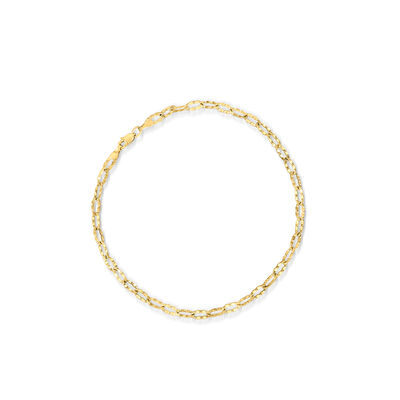14kt Yellow Gold Crimped Cable-Link Anklet