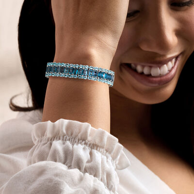 39.80 ct. t.w. Tonal Blue and White Topaz Bracelet in Sterling Silver