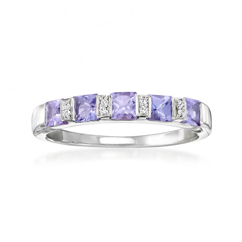 .70 ct. t.w. Tanzanite Ring with Diamonds in Sterling Silver image number 0