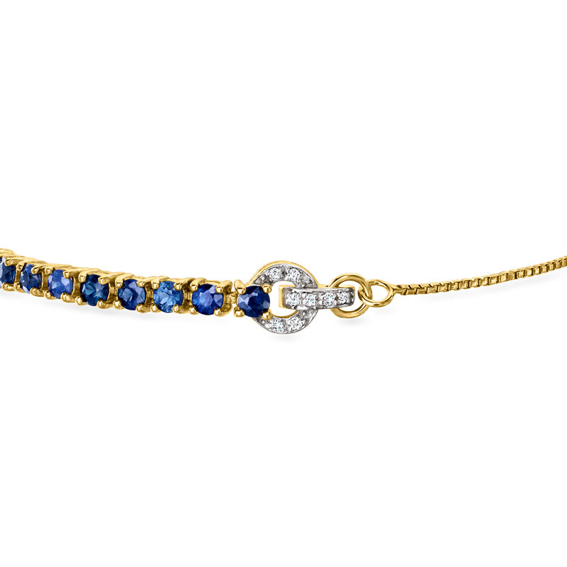 3.60 ct. t.w. Sapphire Bolo Bolo Tennis Bracelet with .10 ct. t.w. White Zircon in 18kt Gold Over Sterling  image number 3