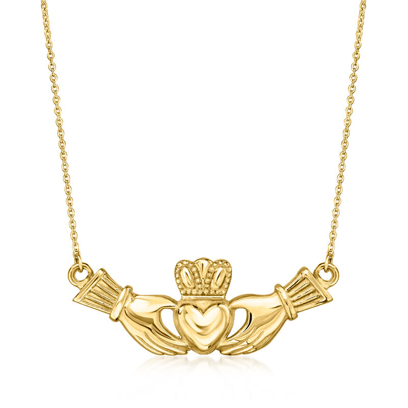 14kt Yellow Gold Claddagh Necklace image number 0