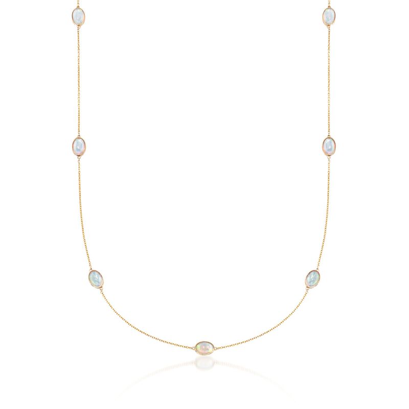 Ethiopian Opal Station Necklace in 14kt Yellow Gold image number 0