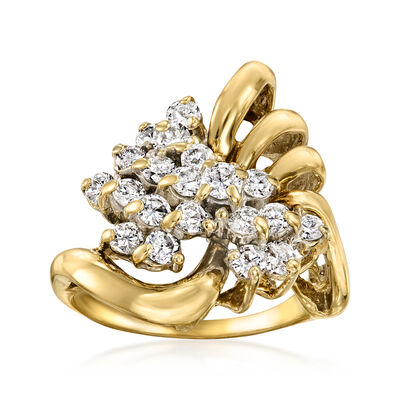 C. 1980 Vintage 1.00 ct. t.w. Diamond Cluster Ring in 14kt Yellow Gold
