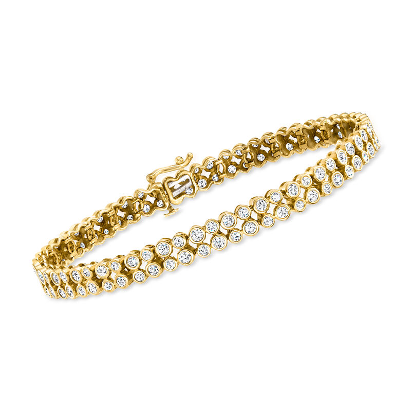 3.00 ct. t.w. Bezel-Set Diamond Two-Row Tennis Bracelet in 14kt Yellow Gold image number 0