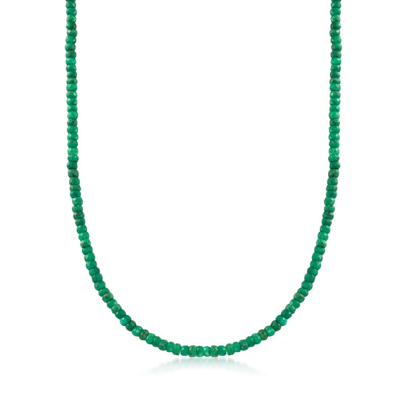 50.00 ct. t.w. Emerald Bead Necklace in 14kt Yellow Gold image number 0