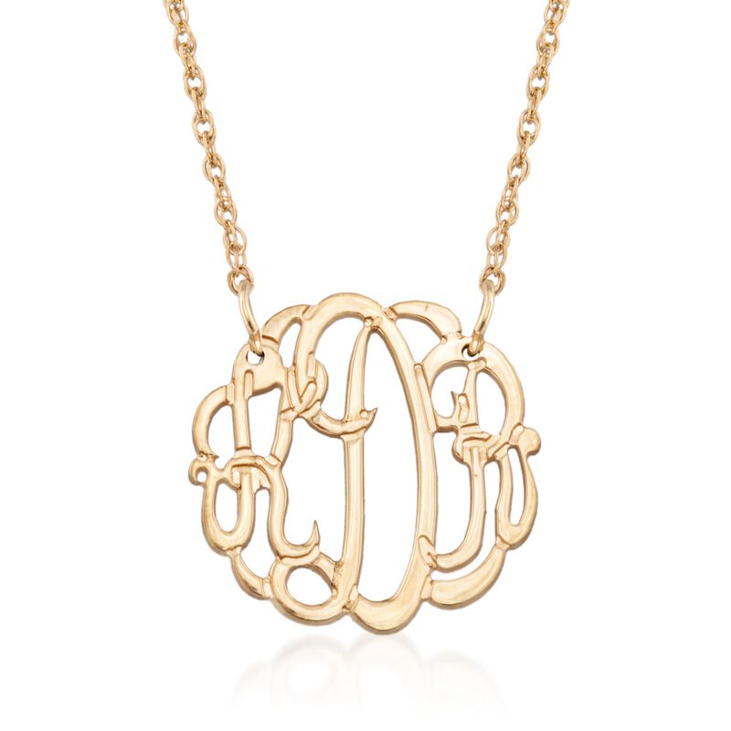 14kt Gold Over Sterling Silver Small Open Script Monogram Necklace image number 0