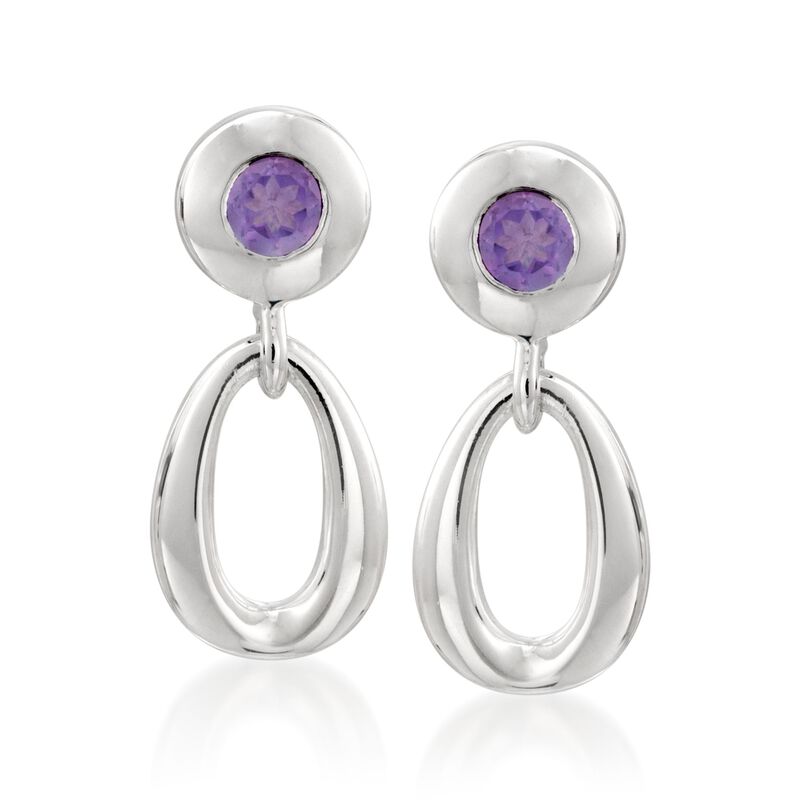 Zina Sterling Silver &quot;Contemporary&quot; .40 ct. t.w. Amethyst Oval-Link Drop Earrings image number 0