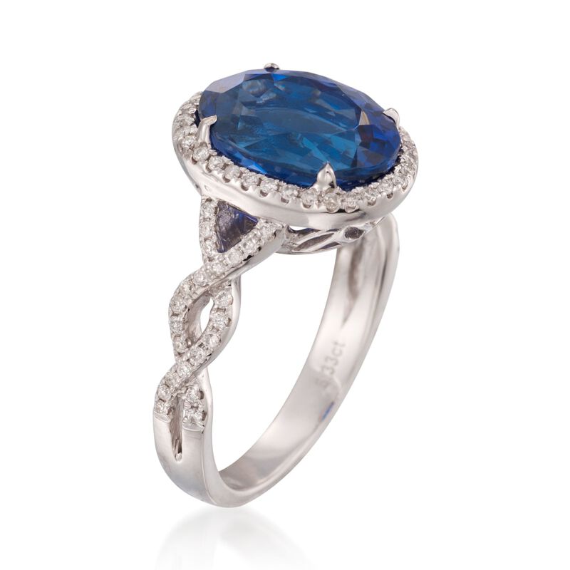 5.33 Carat Tanzanite and .33 ct. t.w. Diamond Ring in 14kt White Gold image number 2
