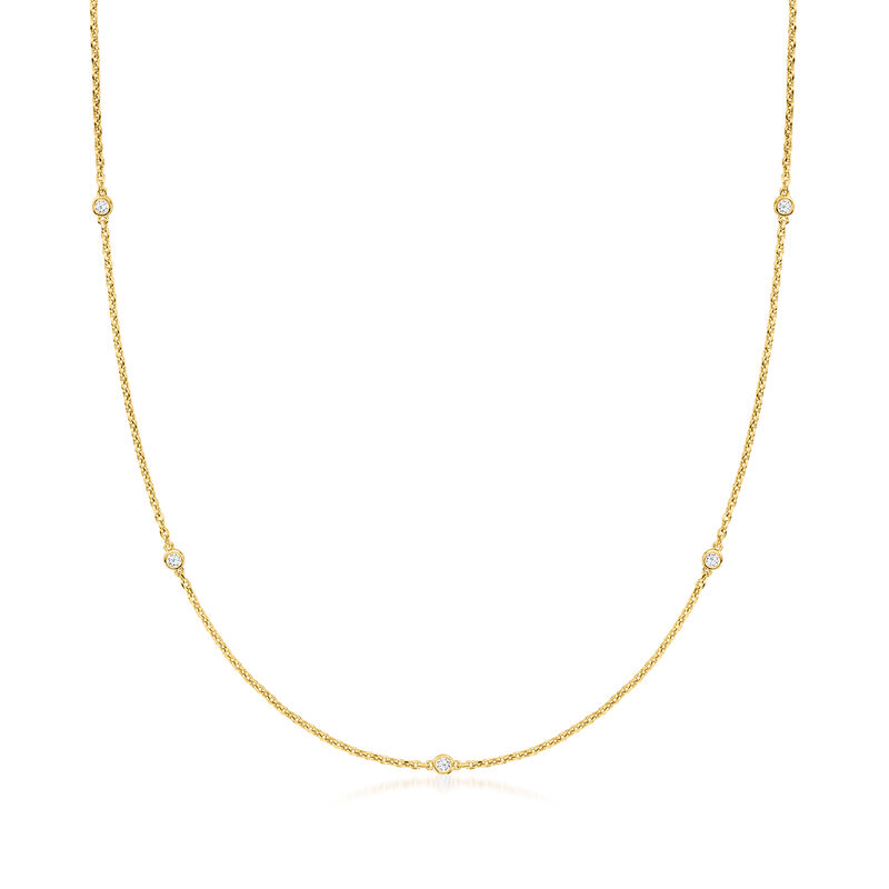 .20 ct. t.w. Lab-Grown Diamond Station Necklace in 18kt Gold Over Sterling. 18"