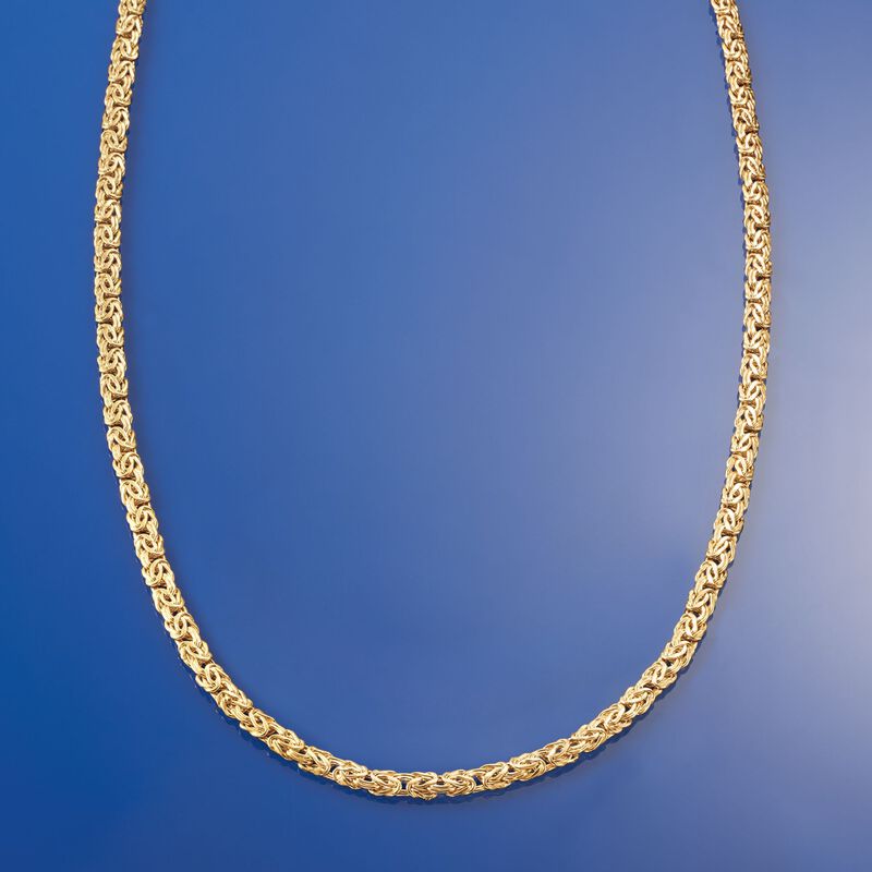 4mm 14kt Yellow Gold Byzantine Necklace image number 3