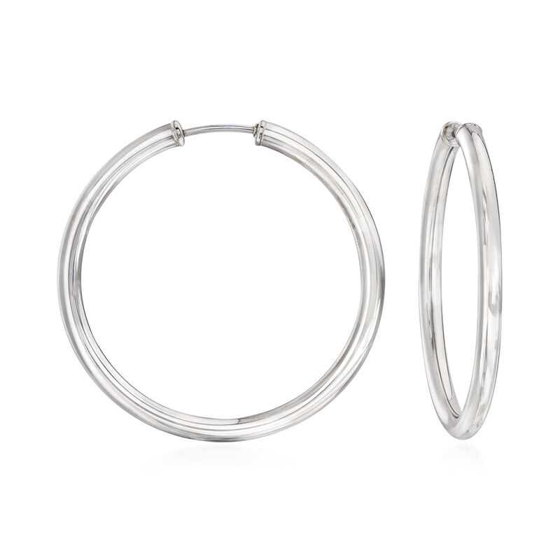 3mm Sterling Silver Endless Hoop Earrings. 1 1/2&quot; image number 0