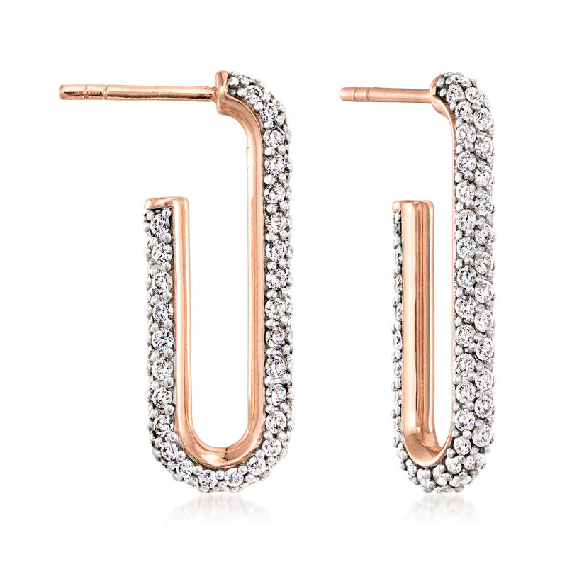 C. 2000 Vintage 2.50 ct. t.w. Diamond Paper Clip Link Hoop Earrings in 18kt Rose Gold. 1" image number 0