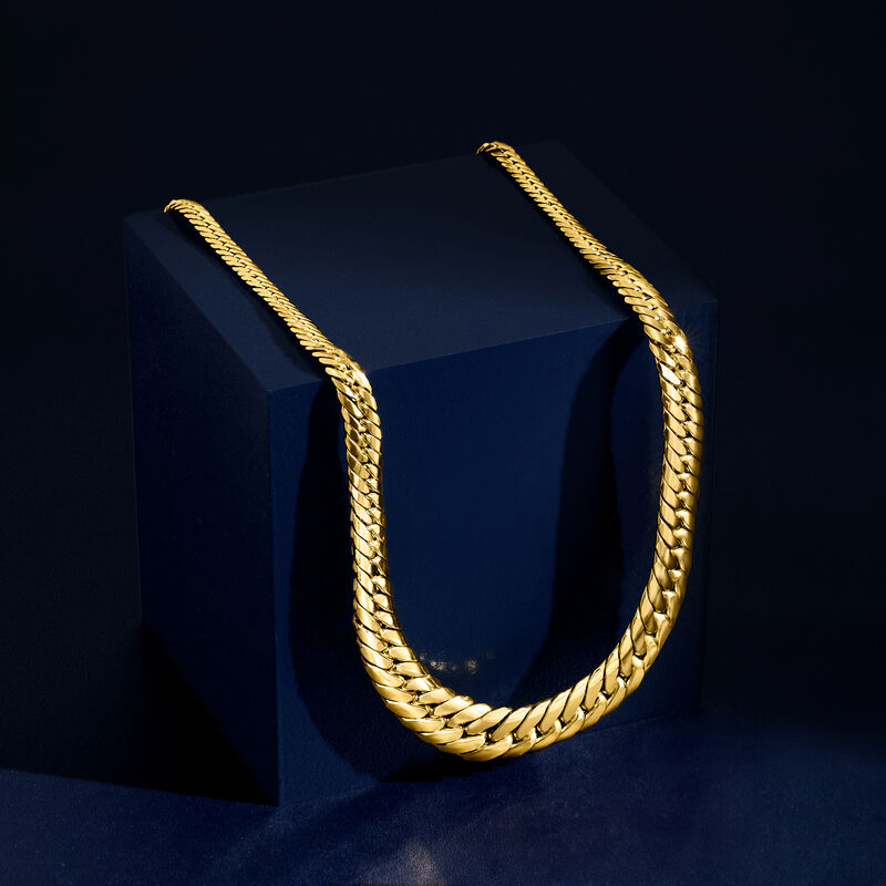 Italian 18kt Yellow Gold Graduated Cuban-Link Necklace image number 2