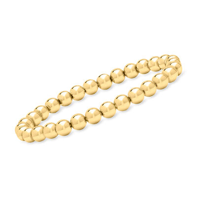 Italian 6mm 18kt Gold Over Sterling Bead Stretch Bracelet