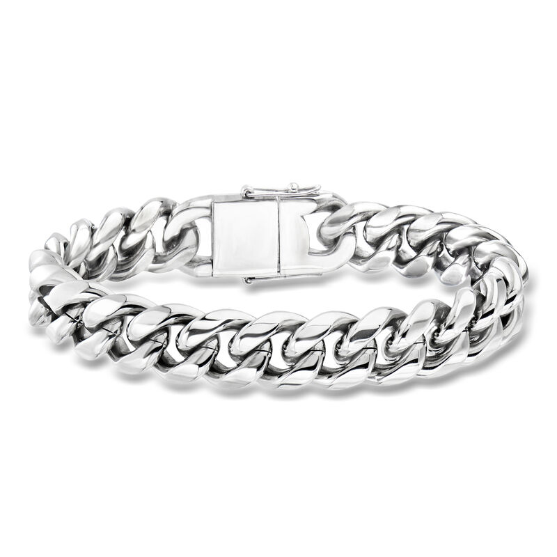 Men's Stainless Steel Cuban-Link Bracelet. 8.5" image number 0