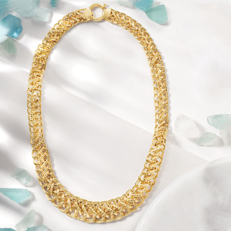 18kt Yellow Gold Over Sterling Silver Graduated Oval-Link Necklace image number 2