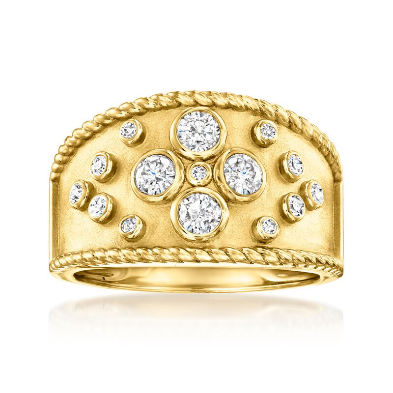 .50 ct. t.w. Diamond Etruscan-Style Wide Ring in 18kt Gold Over Sterling image number 0