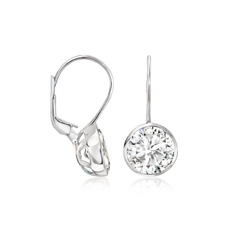 11.00 ct. t.w. Bezel-Set White Topaz Earrings in Sterling Silver image number 2