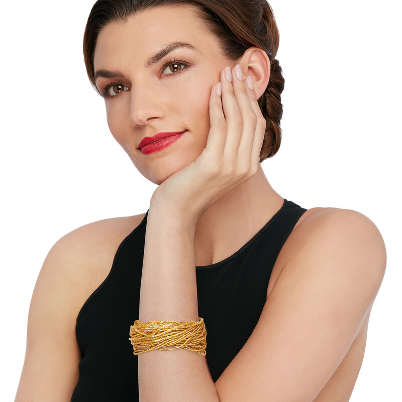 Italian Golden Murano Glass Bead Torsade Bracelet with 18kt Gold Over Sterling image number 1