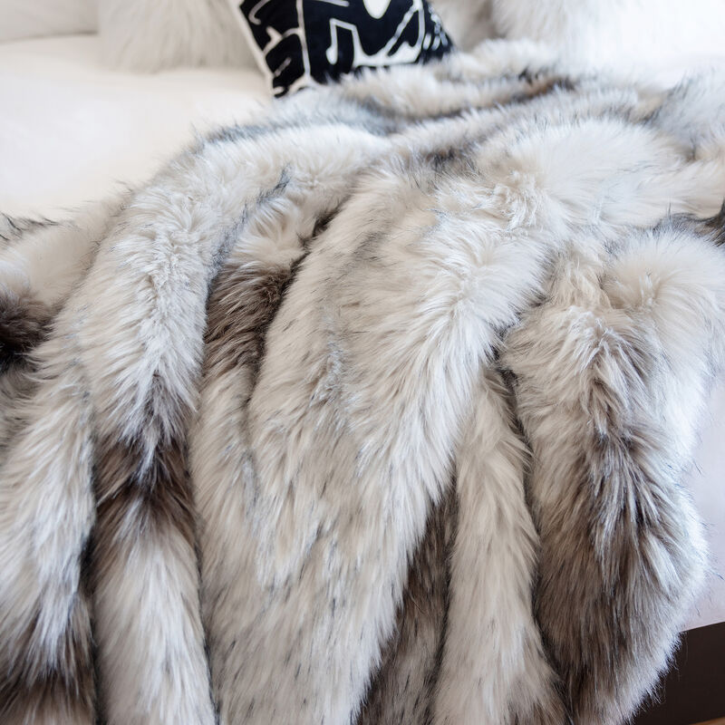 Limited Edition Clouded Fox Faux Fur Throw Blanket image number 1