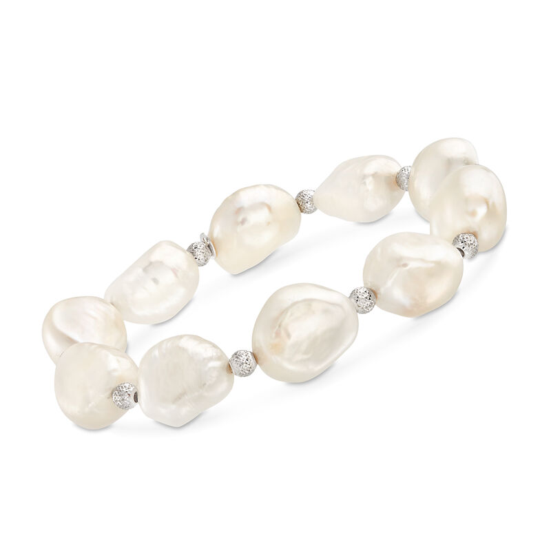 11-12mm Cultured Baroque Pearl and Sterling Silver Jewelry Set: Earrings, Bracelet and Necklace image number 5