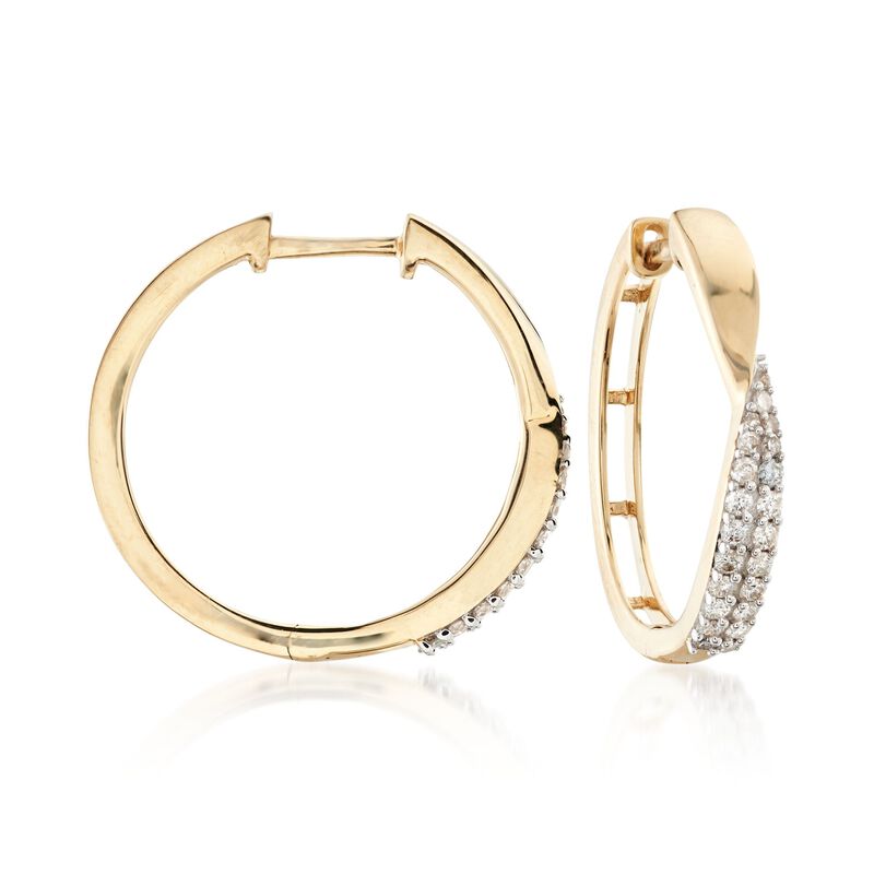 .32 ct. t.w. Diamond Twist Hoop Earrings in 14kt Yellow Gold. 3/4&quot;. image number 0