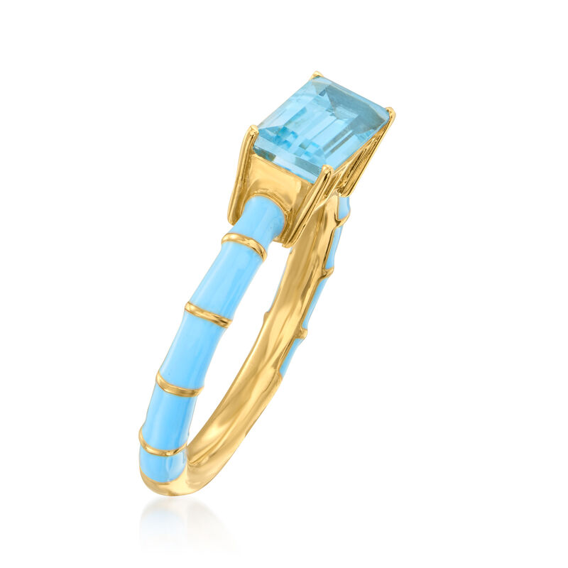 1.70 Carat Sky Blue Topaz Ring with Sky Blue Enamel in 18kt Gold Over Sterling image number 2