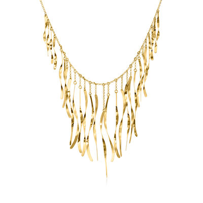 Italian 18kt Gold Over Sterling Fringe Bib Necklace