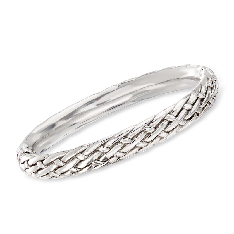 Sterling Silver Basketweave Bangle Bracelet image number 0