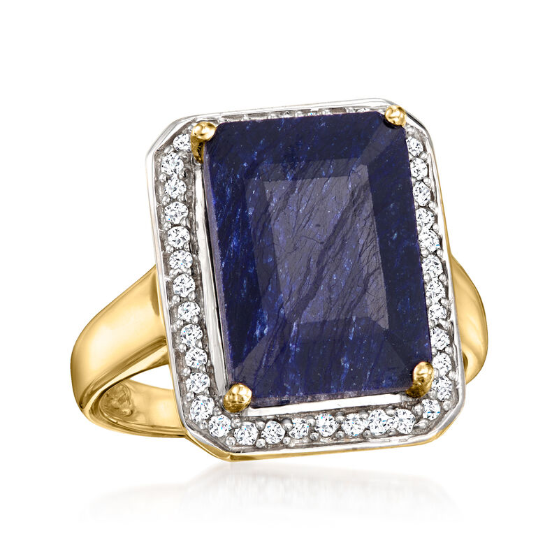 7.00 Carat Sapphire and .20 ct. t.w. Diamond Ring in 14kt Yellow Gold image number 3