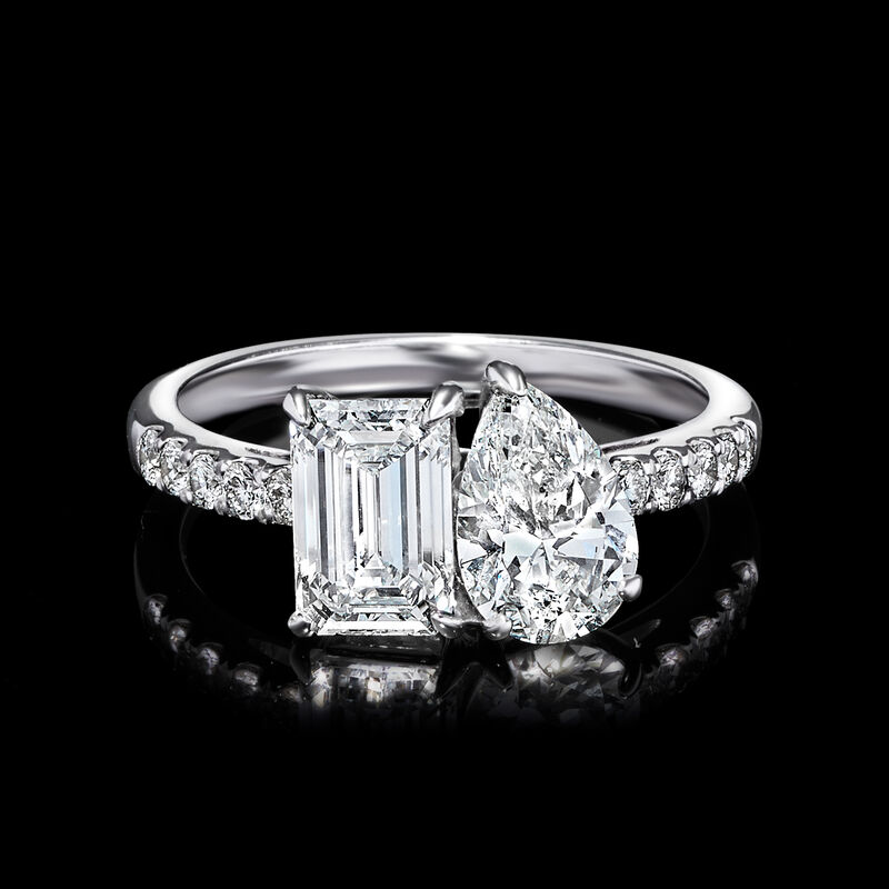 2.25 ct. t.w. Lab-Grown Diamond Toi et Moi Ring in 14kt White Gold image number 3