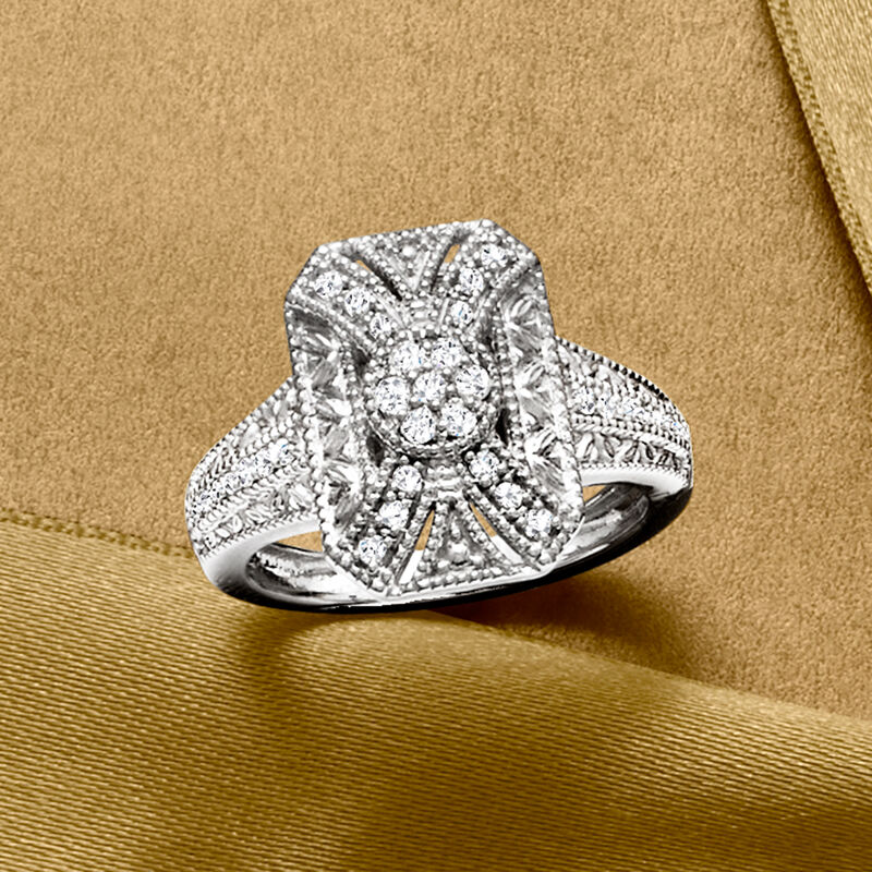 .25 ct. t.w. Diamond Scrollwork Ring in Sterling Silver image number 4