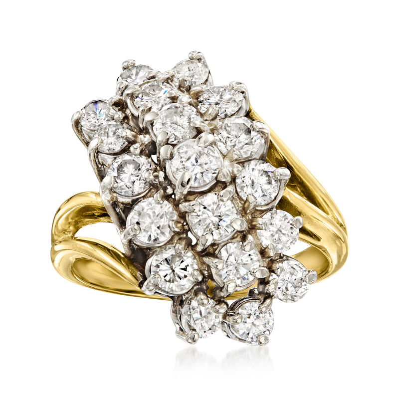 C. 1980 Vintage 2.20 ct. t.w. Diamond Waterfall Ring in 14kt Yellow Gold. Size 7 image number 0