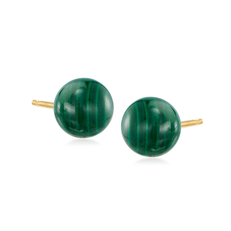 Malachite Stud Earrings in 14kt Yellow Gold image number 0