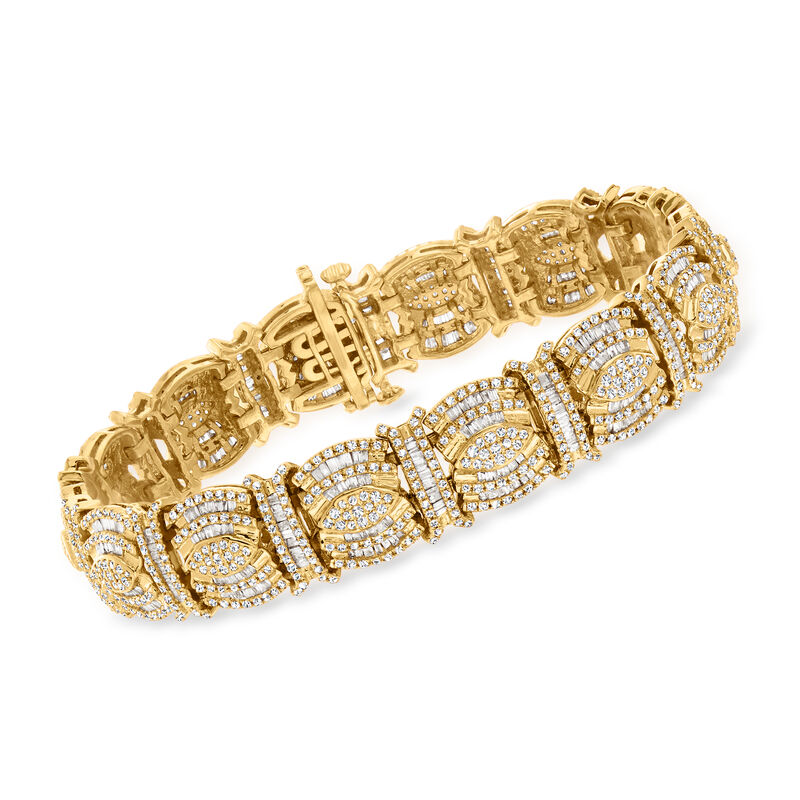 5.00 ct. t.w. Round and Baguette Diamond Bracelet in 18kt Gold Over Sterling image number 0