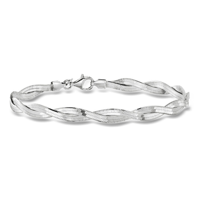 Italian Sterling Silver Twisted Herringbone Bracelet image number 0