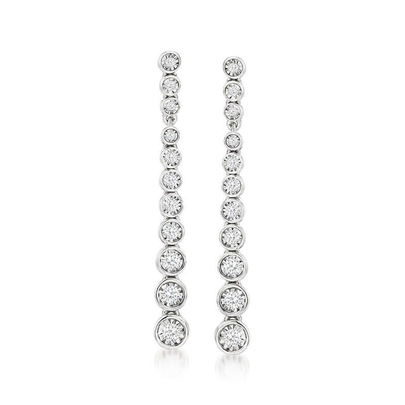 .50 ct. t.w. Bezel-Set Diamond Drop Earrings in Sterling Silver image number 0