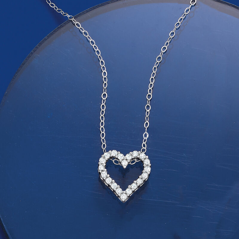 .25 ct. t.w. Diamond Heart Pendant Necklace in 14kt White Gold image number 2