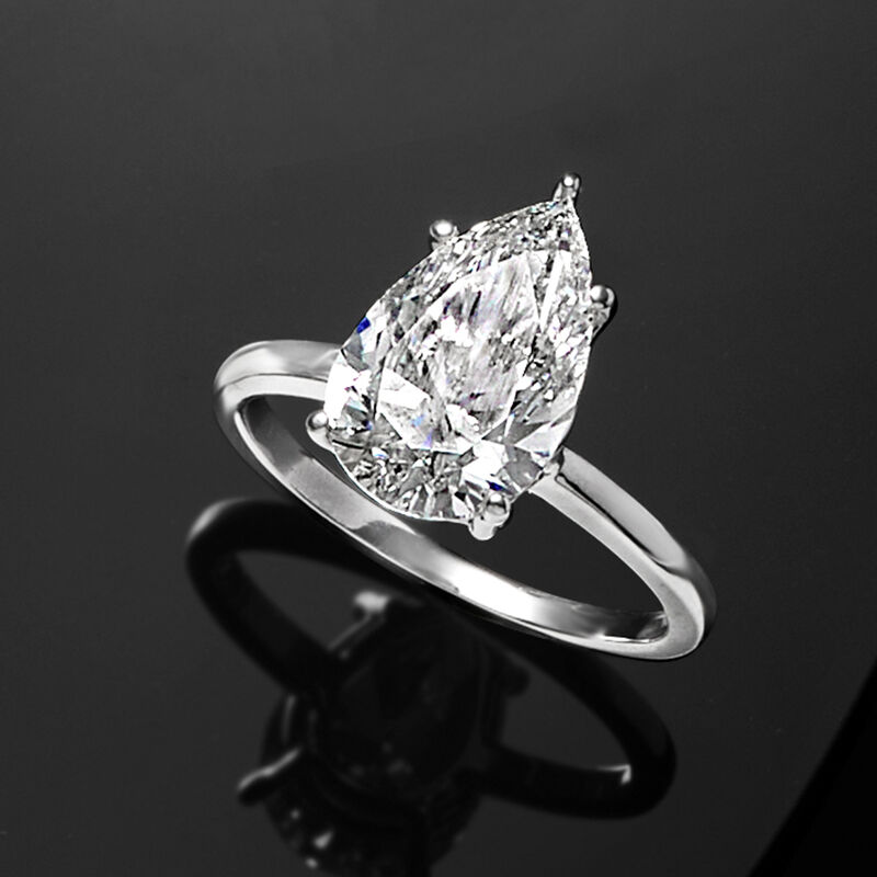 4.00 Carat Pear-Shaped Lab-Grown Diamond Solitaire Ring in 14kt White Gold image number 4