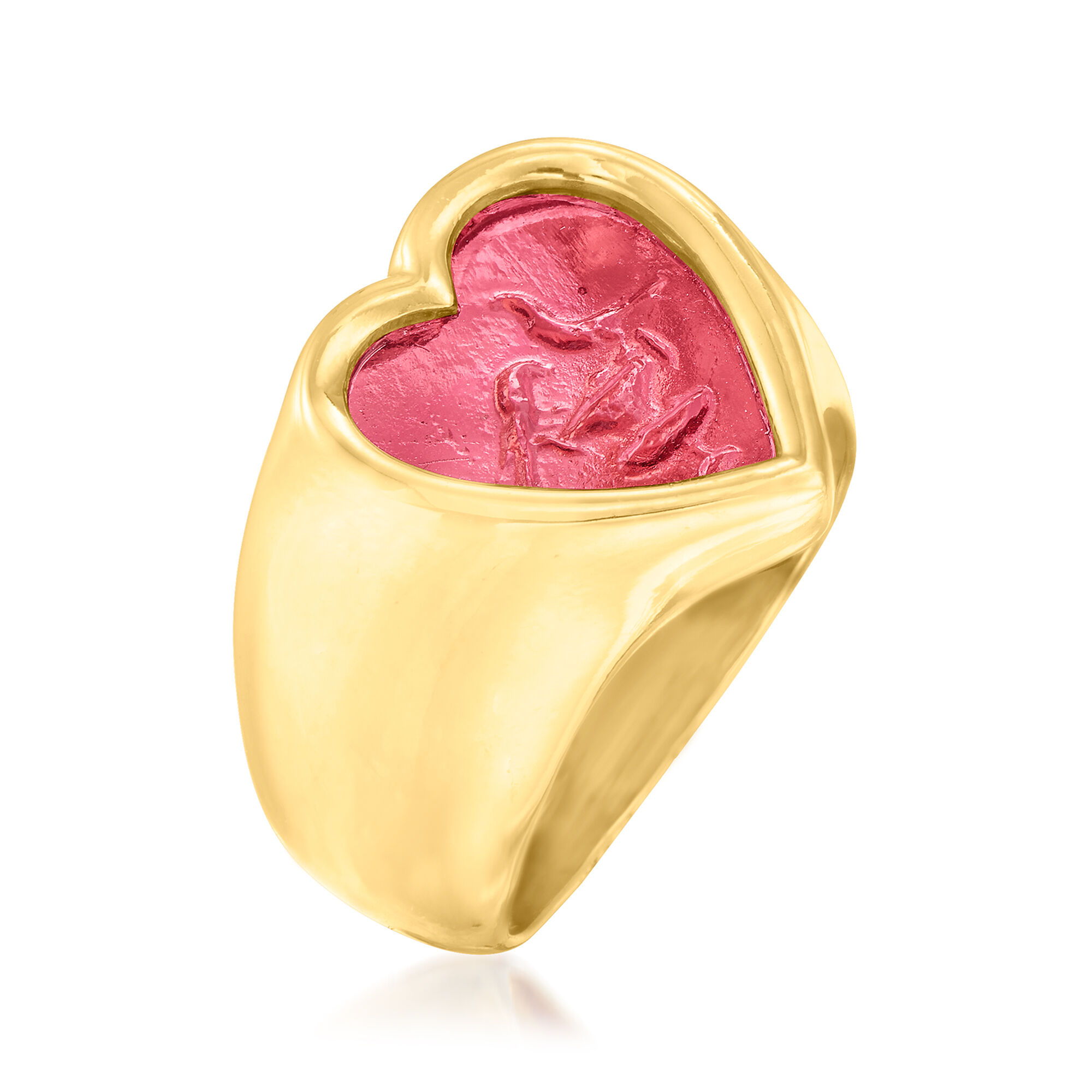 Italian Tagliamonte Red Venetian Glass Heart Ring in 18kt Gold