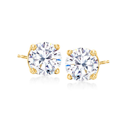 3.00 ct. t.w. CZ Stud Earrings in 14kt Yellow Gold